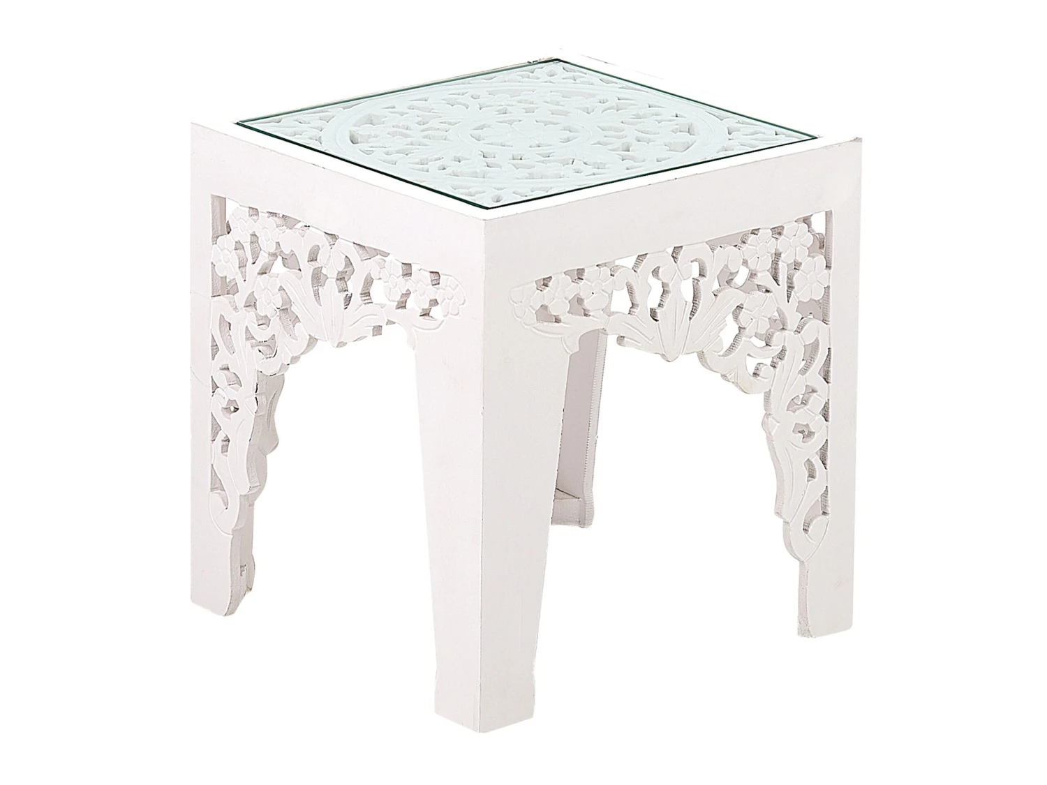 Set Of 2 Glass Top Side Tables White AMADPUR - Image 6