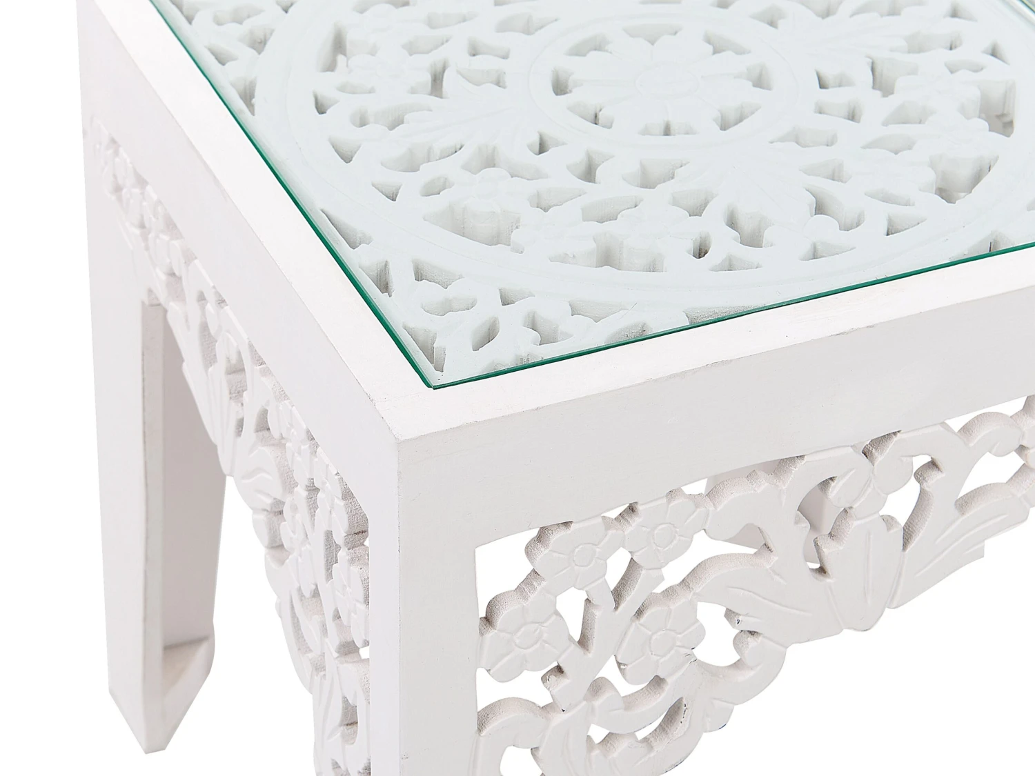 Set Of 2 Glass Top Side Tables White AMADPUR - Image 7
