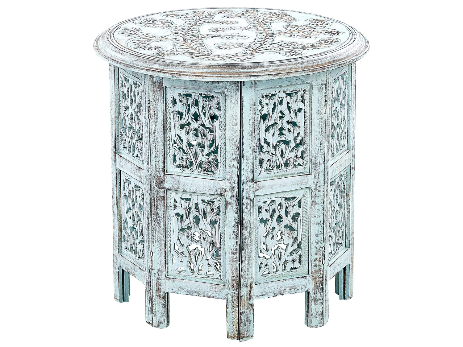 Mango Wood Side Table Blue BORAI