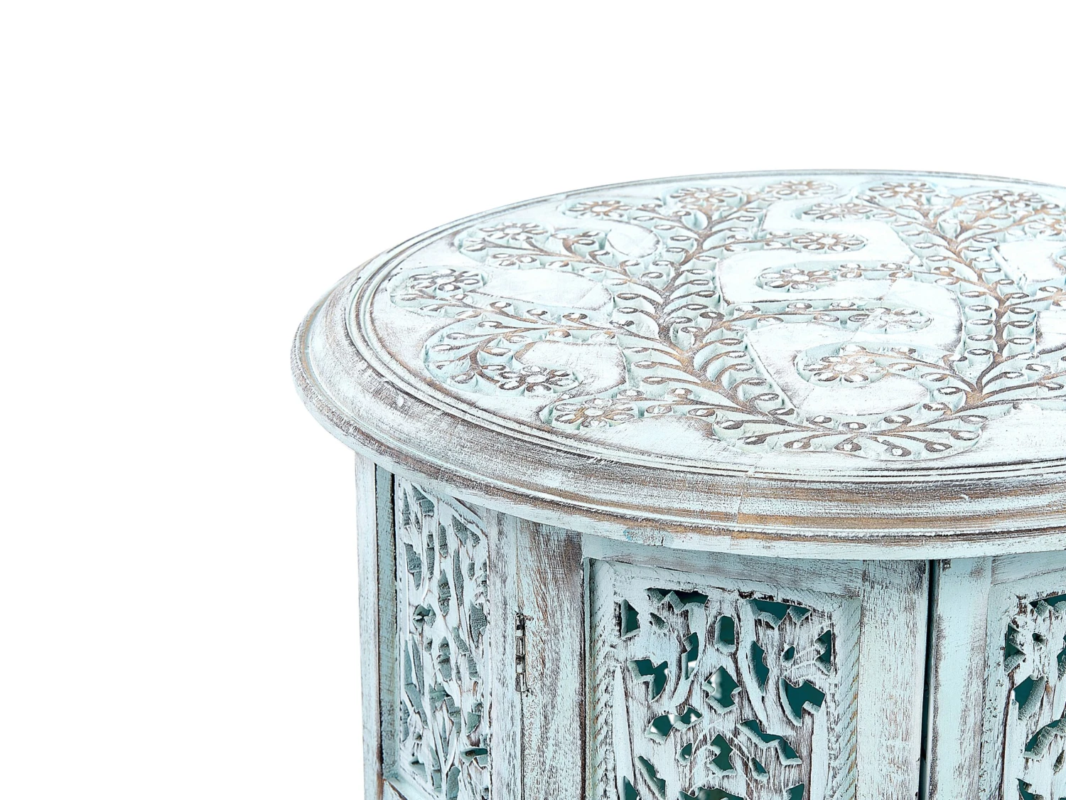 Mango Wood Side Table Blue BORAI - Image 3