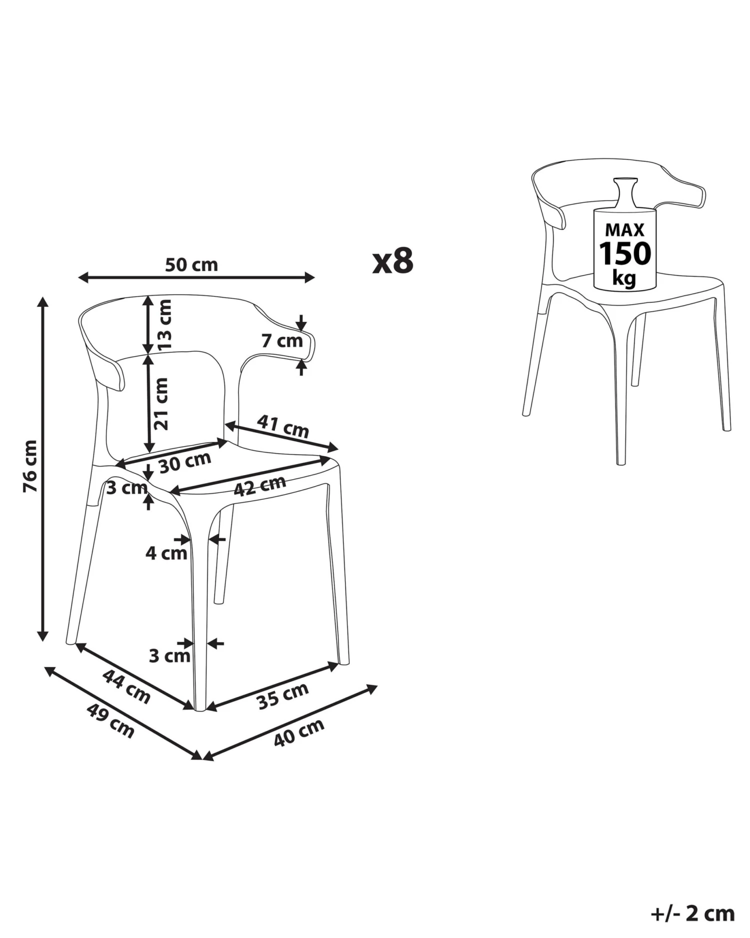 Set Of 8 Dining Chairs Black GUBBIO - Image 8