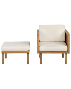 Acacia Wood Garden Armchair With Ottoman White BARATTI -Home Furniture undef src sa picid 854866 type whitesh image